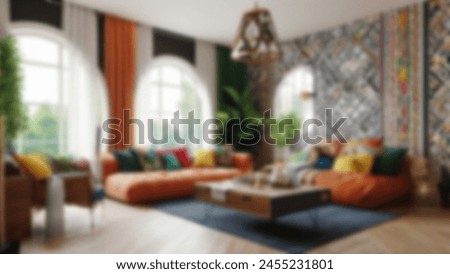 Defocus abstract blurred background of the eclectic interior