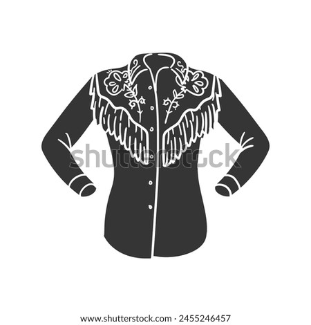Cowgirl Shirt Icon Silhouette Illustration. Western Vector Graphic Pictogram Symbol Clip Art. Doodle Sketch Black Sign.