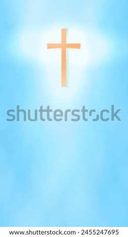 Vertical Background of Cross Silhouette In The Sky. Ascension of Jesus Christ.