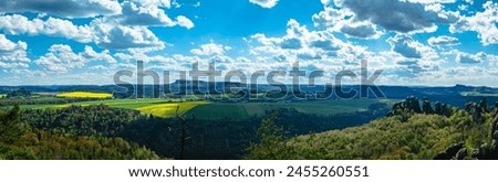 Panoramic view of the countryside, view in the sächsische schweiz nationalpark of the surrounding countryside