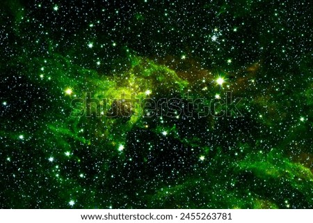 Green galaxy with stars. Elements of this image furnished by NASA. High quality photo