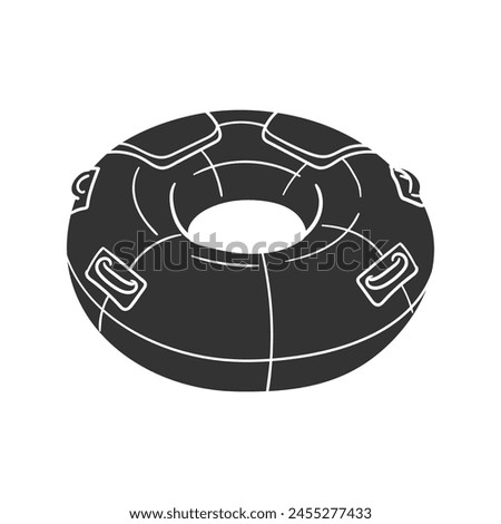 Donut Float Icon Silhouette Illustration. Water Activity Vector Graphic Pictogram Symbol Clip Art. Doodle Sketch Black Sign.