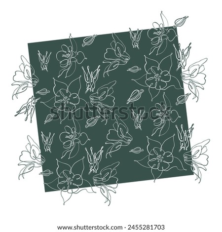 Hand drawn Aquilegia flower. Continuous line on a transparent background. Royalty-Free Stock Photo #2455281703