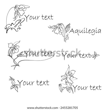 Hand drawn Aquilegia flower. Continuous line on a transparent background. Royalty-Free Stock Photo #2455281705