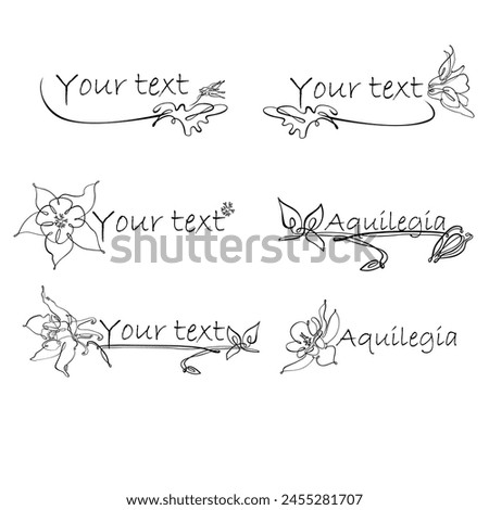 Hand drawn Aquilegia flower. Continuous line on a transparent background. Royalty-Free Stock Photo #2455281707