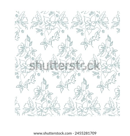 Hand drawn Aquilegia flower. Continuous line on a transparent background. Royalty-Free Stock Photo #2455281709