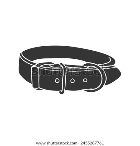Dog Collar Icon Silhouette Illustration. Pet Vector Graphic Pictogram Symbol Clip Art. Doodle Sketch Black Sign.