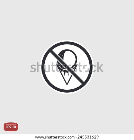Log forbidden food. Prohibitory sign. Ice cream cone icon. Flat design style. Made vector illustration