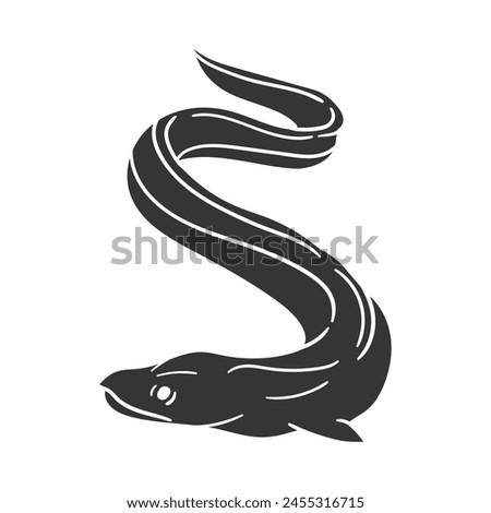 Eel Icon Silhouette Illustration. Animal Vector Graphic Pictogram Symbol Clip Art. Doodle Sketch Black Sign.