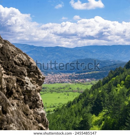View of Dobrinishte Bulgaria from the Pirin Mountains Royalty-Free Stock Photo #2455485147