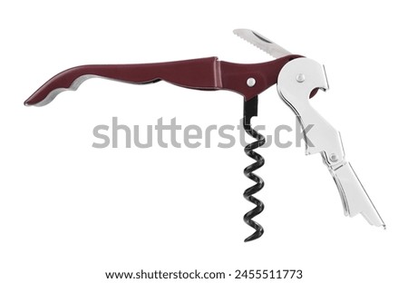 One corkscrew (sommelier knife) isolated on white