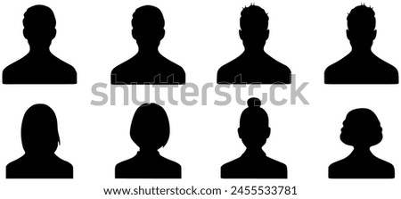 Fathers Day And Mothers Day icon. Male and female head silhouettes avatar, profile icons. Vector illustration