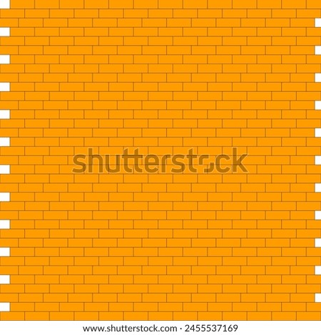 Puzzle orange rectangular block background. Repeat pattern of connecting geometric texture wall. Backdrop wallpaper concept. Brickwork construction.