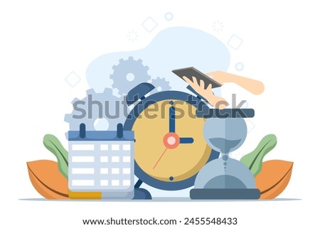 concept of time schedule, time management, deadline, planner, start-up, organization, time organization efficiency. Project team work schedule. Good business processes. time control plan.
