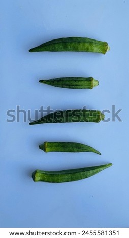 Five green lady finger vegetable picture