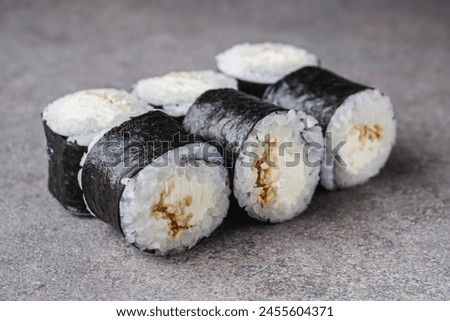 delicious fresh sushi roll maki with tuna mayonnaise.