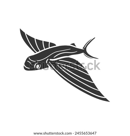 Flying Fish Icon Silhouette Illustration. Sea Animals Vector Graphic Pictogram Symbol Clip Art. Doodle Sketch Black Sign.