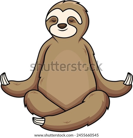 Adorable sloth meditating vector illustration