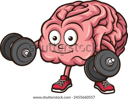 Brain lifting weights vector illustration