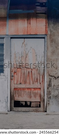 Rustic Charm Weathered Wood Door with  Iron Handle 