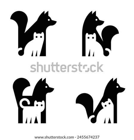 Set of Dog and cat logo. Icon design. Template elements