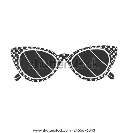 Retro Glasses Icon Silhouette Illustration. Goggles Vector Graphic Pictogram Symbol Clip Art. Doodle Sketch Black Sign.