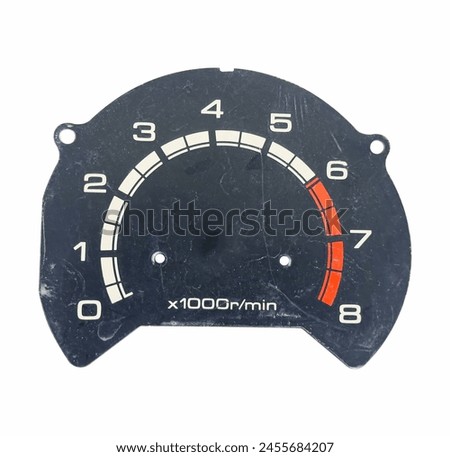 Vintage speedometer dial isolated on white background. clipping path