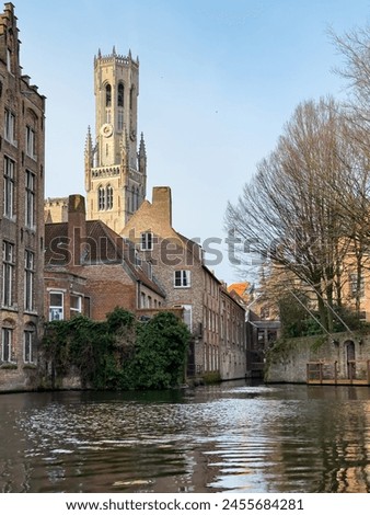 Belgium historic building view famous place to tourism, Bruges, Belgium historic canals at daytime. 