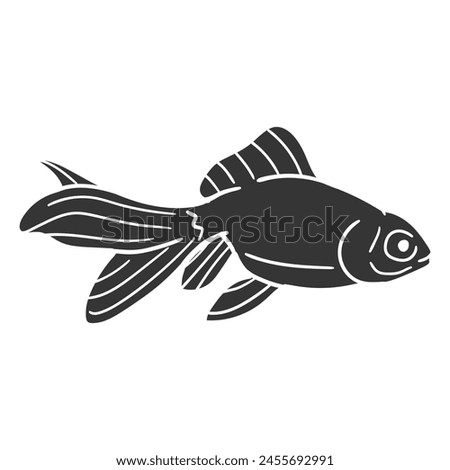 Goldfish Icon Silhouette Illustration. Fish Vector Graphic Pictogram Symbol Clip Art. Doodle Sketch Black Sign.