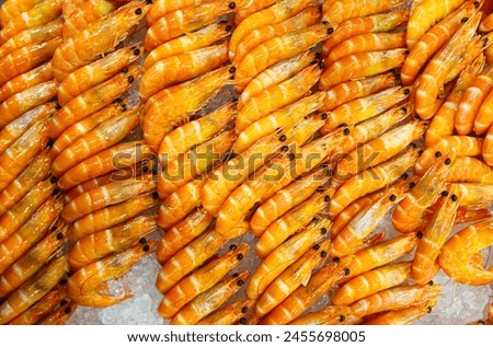 Tiger shrimp. Fresh tasty prawns ready to be cooked.