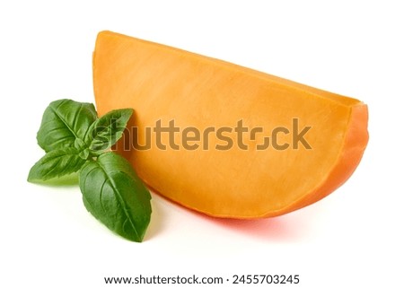 Piece of Cheddar cheese, isolated on white background. High resolution image.