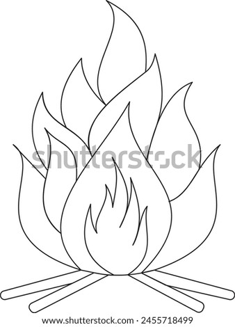 Continuous one line drawing of bonfire or campfire single line art vector illustration and Editable stroke