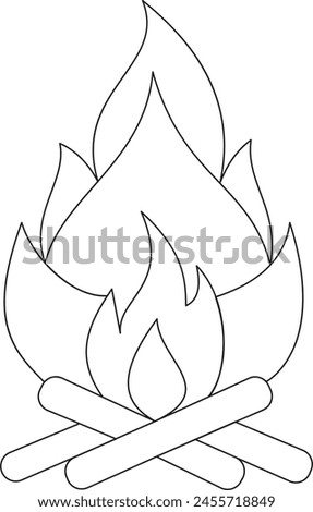 Continuous one line drawing of bonfire line art drawing vector illustration