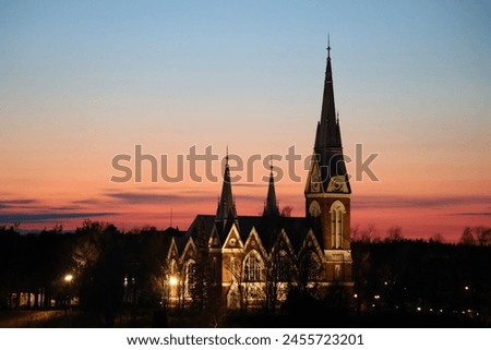 This picture was taken at sunset. Beautiful church. colorful look amazing