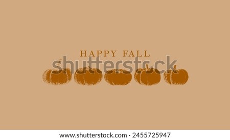 Vibrant fall scene: Pumpkins adorn a rustic backdrop with 'Happy Fall' greeting. Perfect for festive projects and autumn-themed designs.