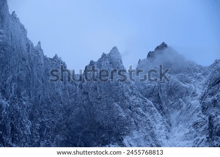 Trollveggen mountains in winter (Norway). Royalty-Free Stock Photo #2455768813