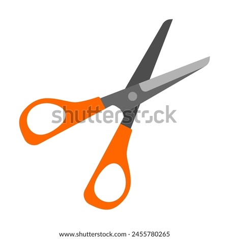 Orange stationery scissors isolated on white background. Vector and eps file.