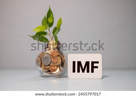 Text IMF on a notebook on the white background, business.