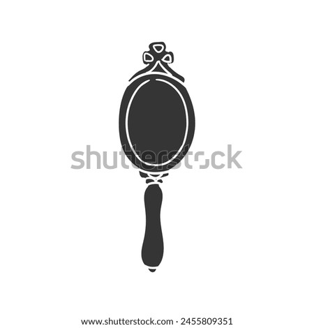 Hand Mirror Icon Silhouette Illustration. Vintage Objects Vector Graphic Pictogram Symbol Clip Art. Doodle Sketch Black Sign.