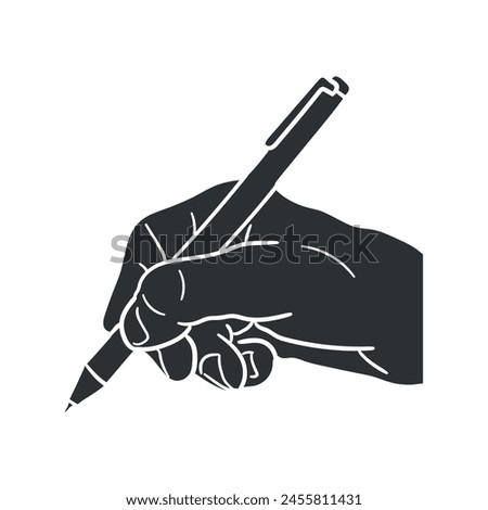 Hand Signature Icon Silhouette Illustration. Business Vector Graphic Pictogram Symbol Clip Art. Doodle Sketch Black Sign.