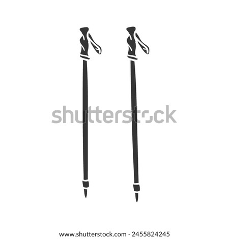 Hiking Sticks Icon Silhouette Illustration. Outdoors Vector Graphic Pictogram Symbol Clip Art. Doodle Sketch Black Sign.