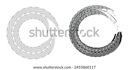 Black tire sign pattern isolated on white background with clipping path, burnt and broken tire texture for graphic design. modern.