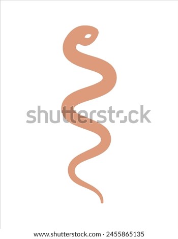 Mystical snake silhouette isolated on white background. Vector icon illustration of linocut. Boho and magical witch python, occult symbol