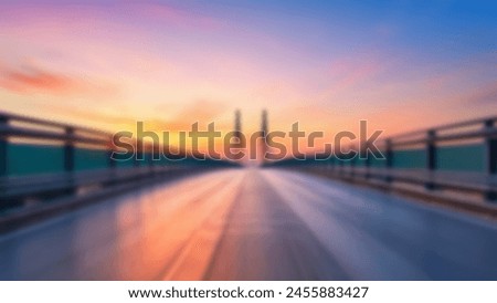 Sunset on the bridge blurred abstract background