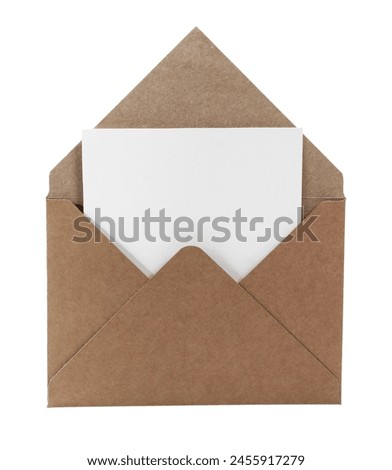 Letter envelope with card isolated on white
