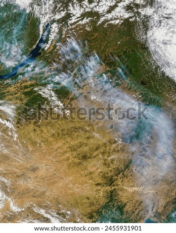 Fires and Smoke in Eastern Asia. Fires and Smoke in Eastern Asia. Elements of this image furnished by NASA.
