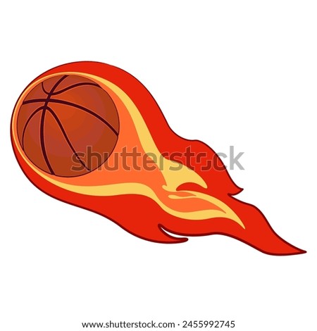 Basketball cartoon fly fast until it bursts into flames , illustration character vector clip art work of hand drawn