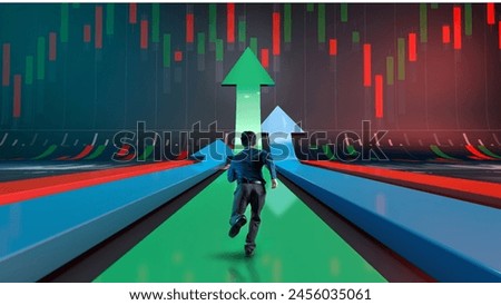 Picture of man running on the candle of trading , trading candles , trading 