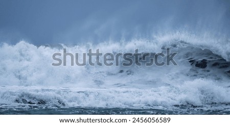Waves panorama at chapel north beach cornwall uk 