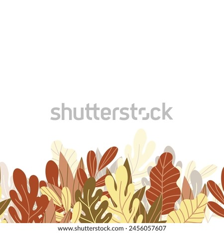 Floral frame with colorful exotic branches on white background. Ornate border with tropic leaves. Vector stock illustration for wallpaper, posters, card.  Doodle style. Copy space.